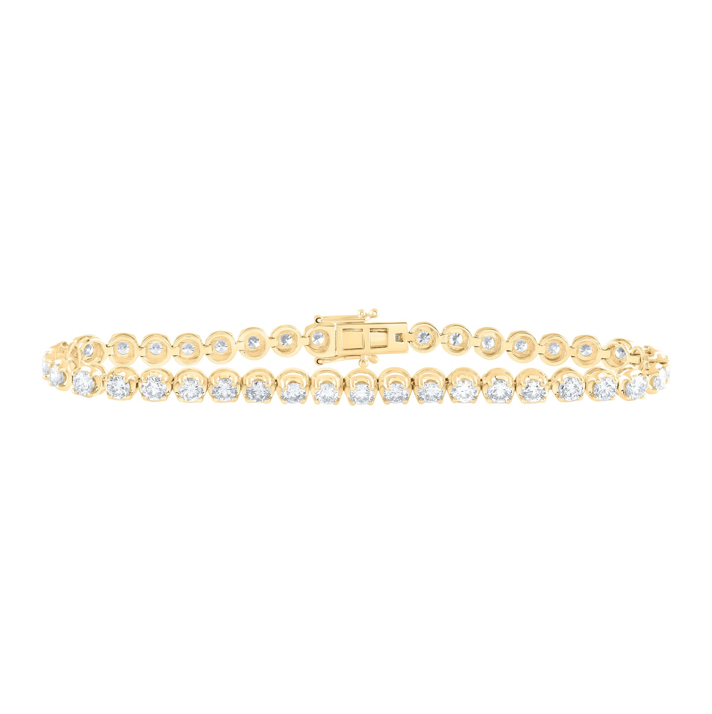 14K Yellow Gold Womens Round Diamond Studded Tennis Bracelet 5 Cttw