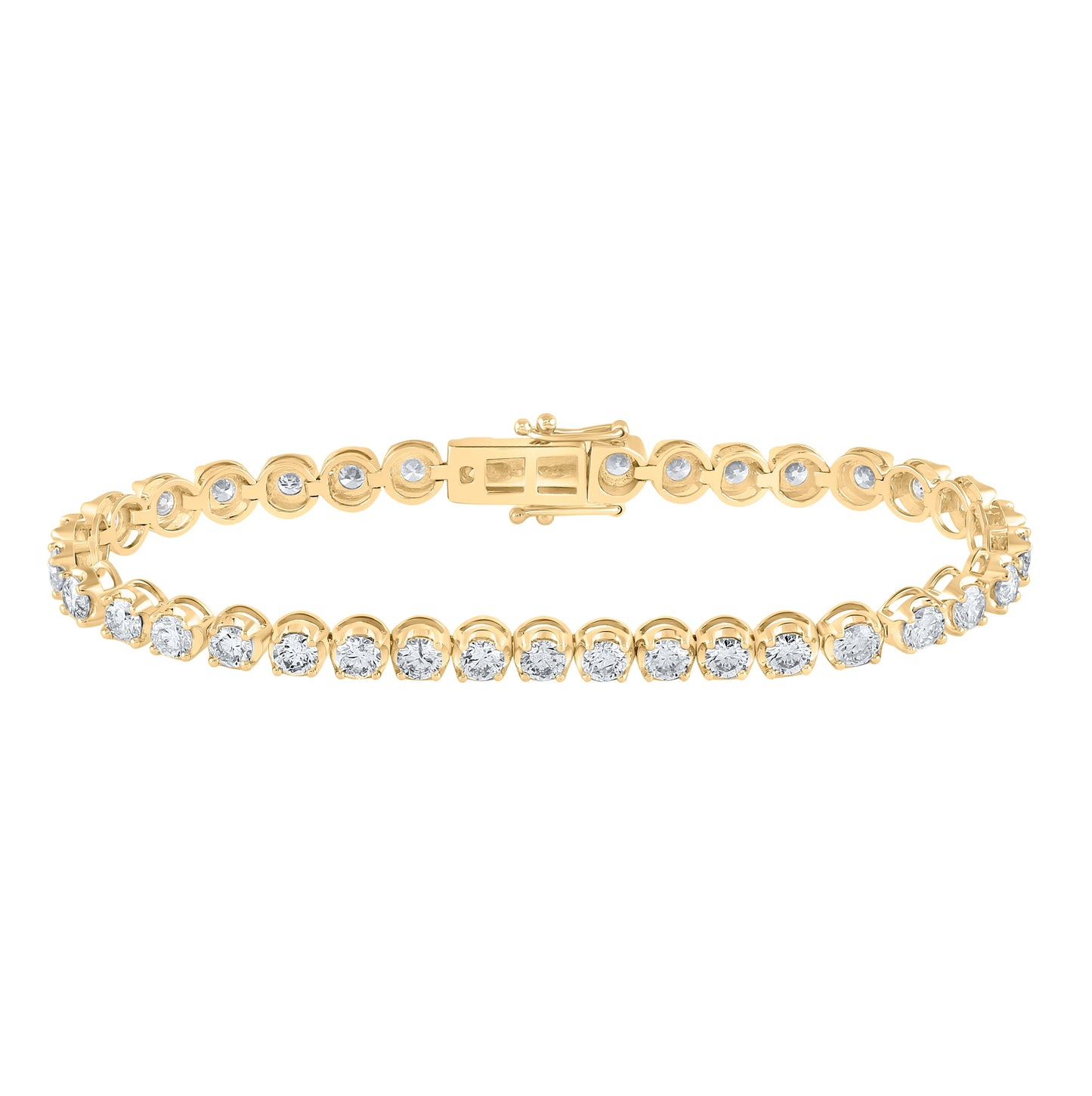 14K Yellow Gold Womens Round Diamond Studded Tennis Bracelet 6 Cttw