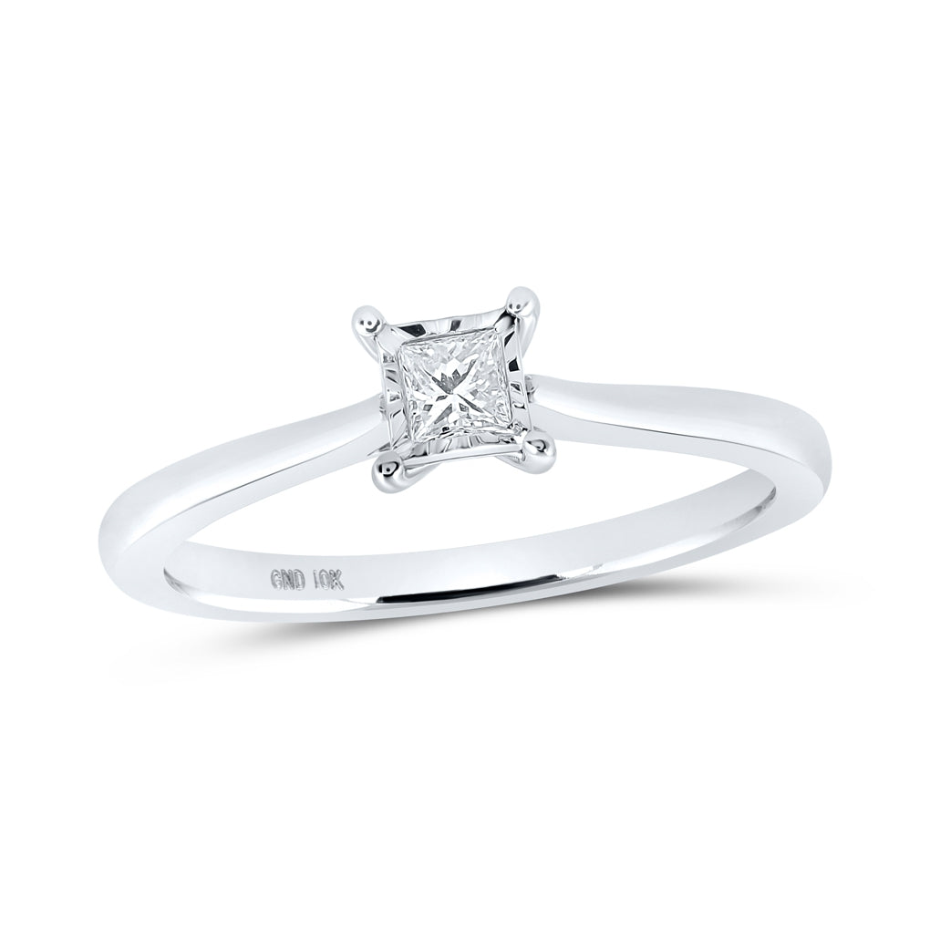 10K Yellow Or White Gold Womens Princess Diamond Solitaire Ring 1/6 Cttw, Womens Size: 5-10