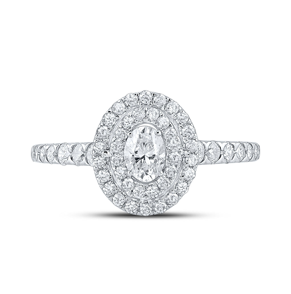 14K White Gold Oval Diamond Halo Bridal Wedding Engagement Ring 1ctw, Womens Size: 5-10