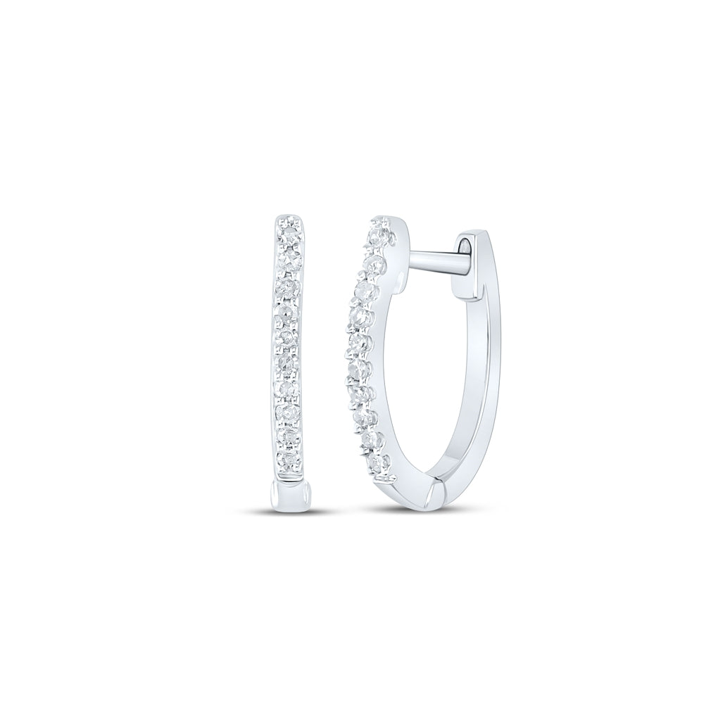 10K Yellow Or White Or Rose Gold Womens Round Diamond Hoop Earrings