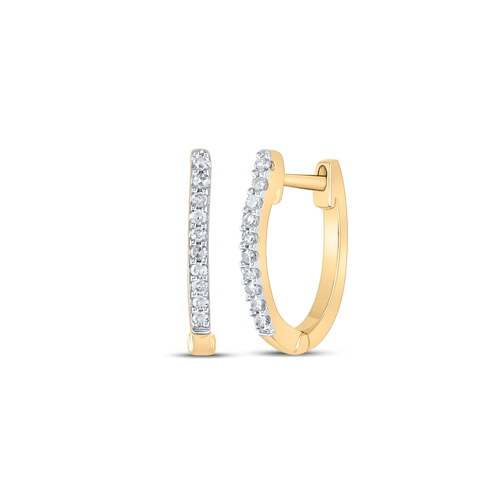 10K Yellow Or White Or Rose Gold Womens Round Diamond Hoop Earrings