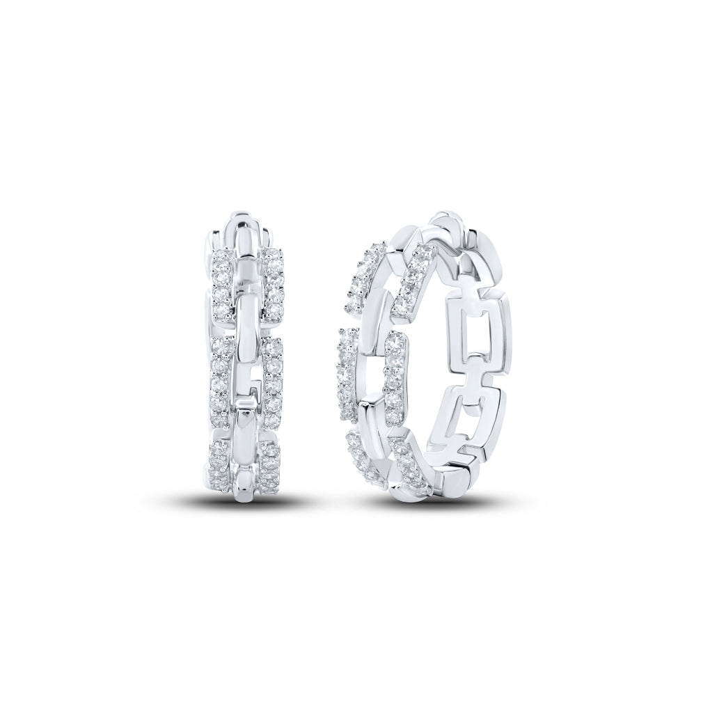 10K Yellow Or White Or Rose Gold Womens Round Diamond Hoop Earrings
