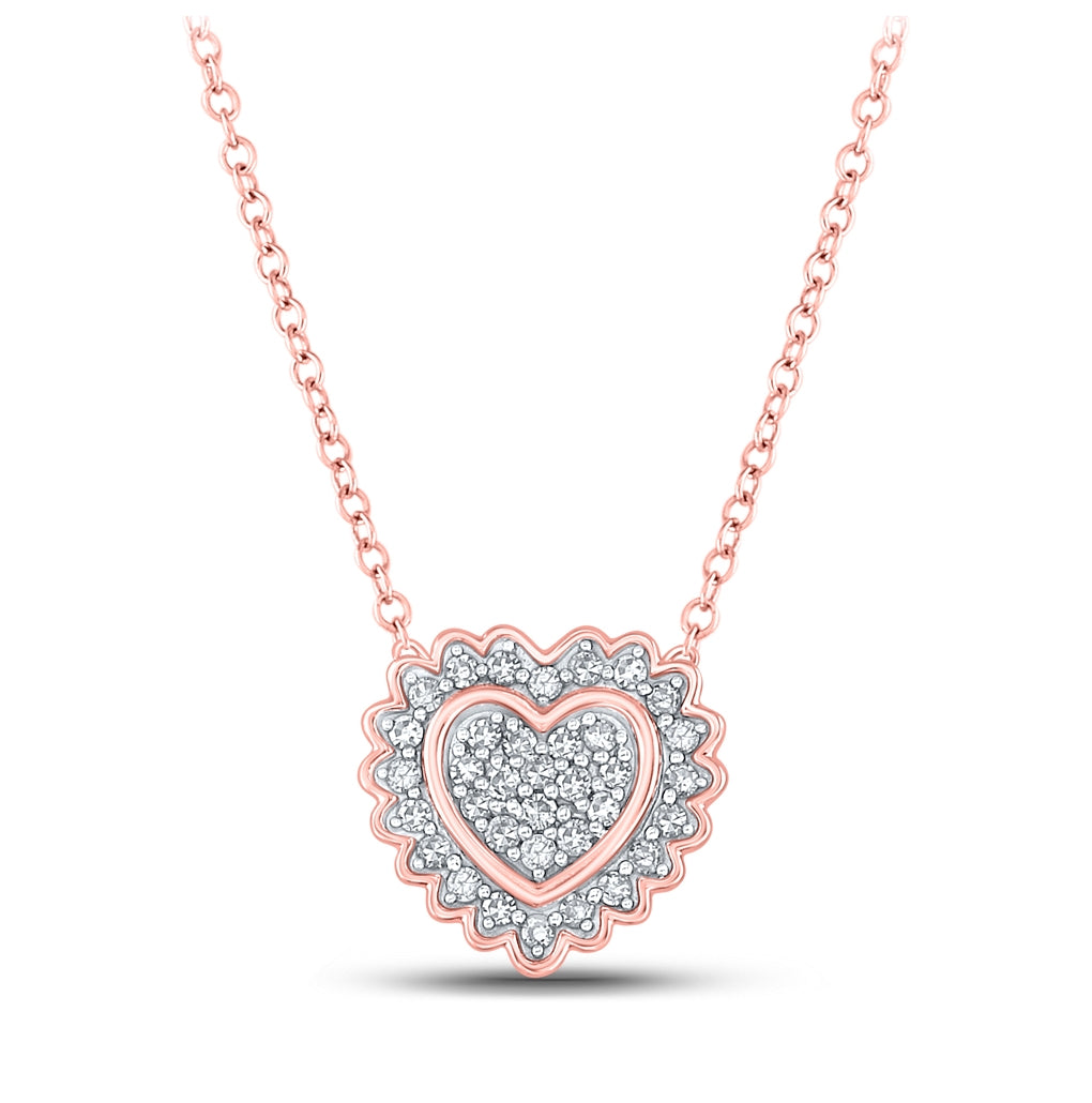 10K Rose Gold Women's Round Diamond Heart Pendant 1/5ctw