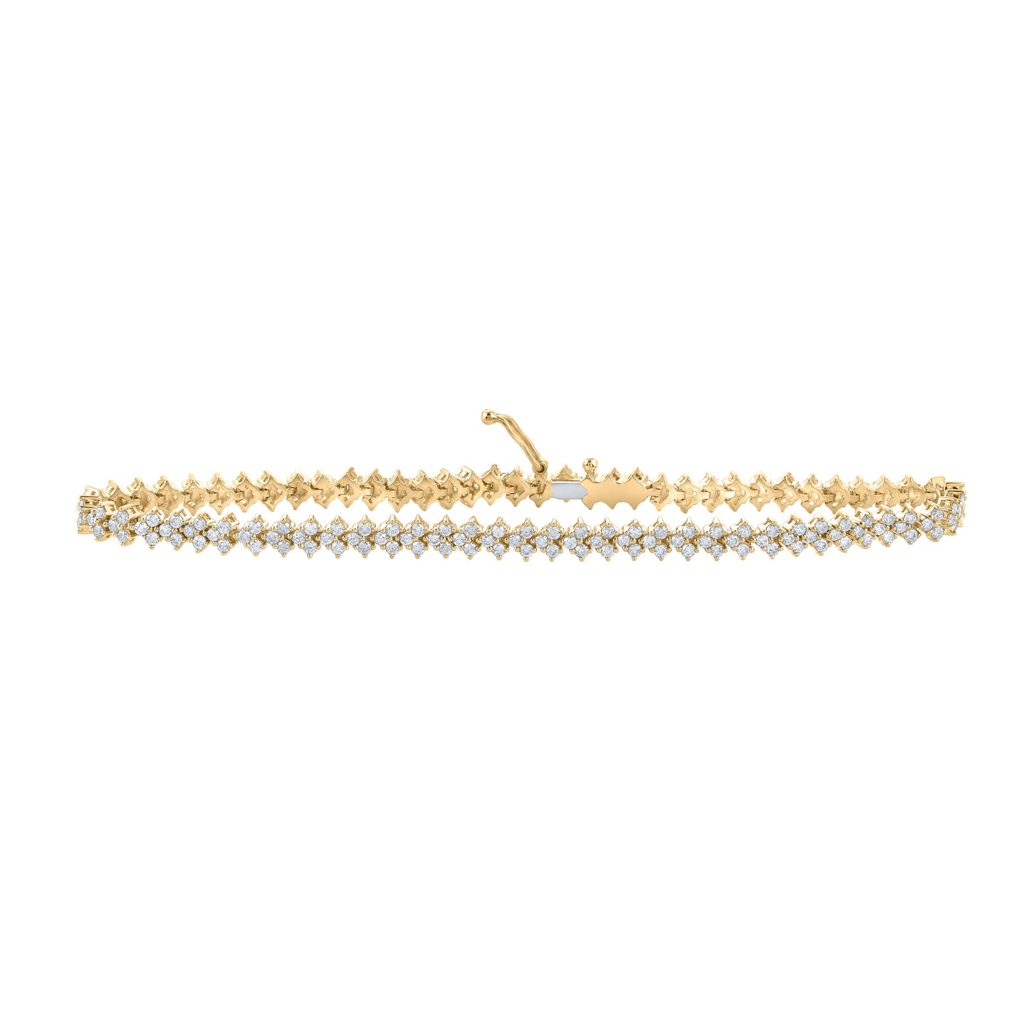 10K Yellow Gold Womens Round Diamond Fashion Bracelet 2-1/2 Cttw