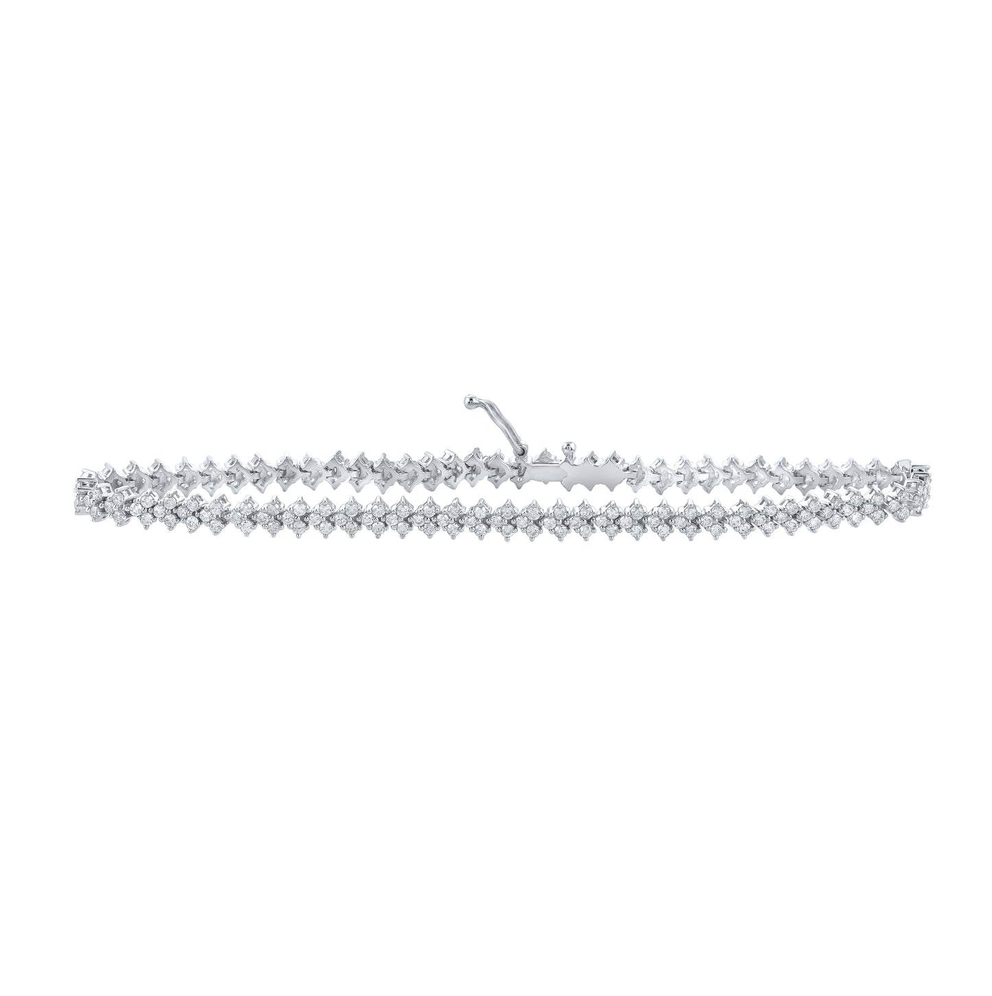 10K White Gold Womens Round Diamond Fashion Bracelet 2-1/2 Cttw