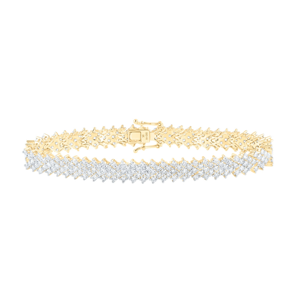 10K Yellow Gold Womens Round Diamond Fashion Bracelet 7-3/8 Cttw