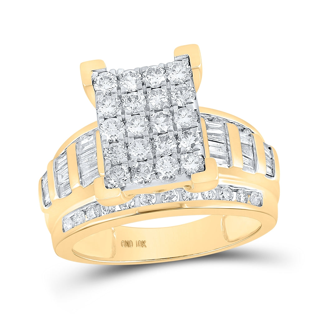 10K Yellow Or White Or Rose Gold Round Diamond Cluster Bridal Wedding Engagement Ring, Womens Size: 5-10