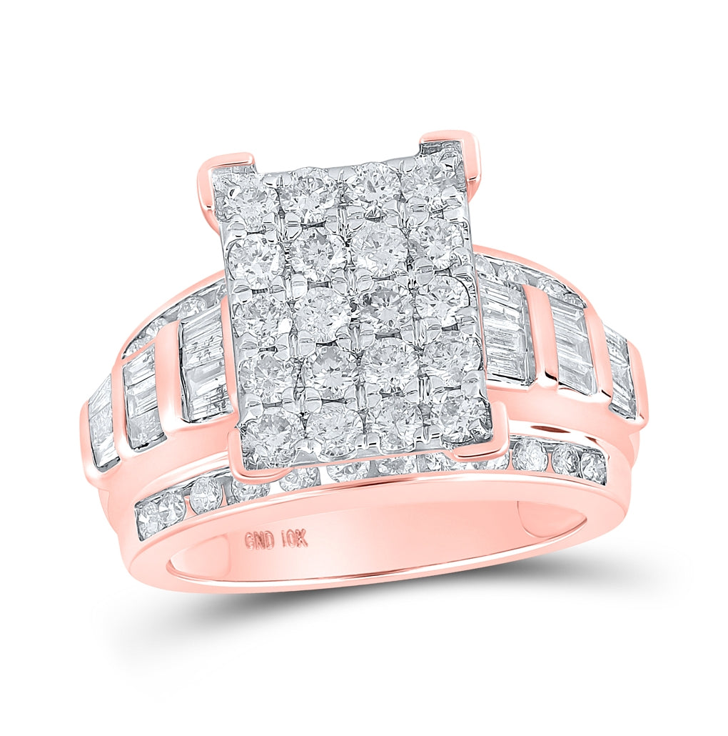 10K Yellow Or White Or Rose Gold Round Diamond Cluster Bridal Wedding Engagement Ring , Womens Size: 5-10