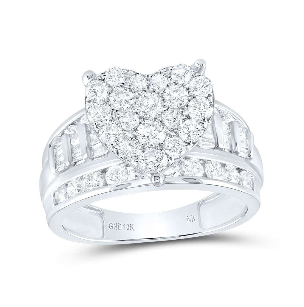 10K Yellow Or White Or Rose Gold Round Diamond Heart Bridal Wedding Engagement Ring , Womens Size: 5-10