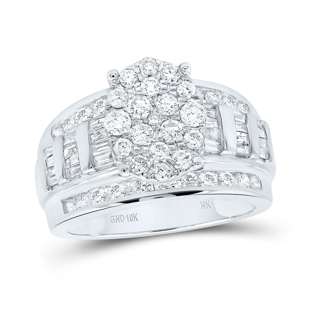 10K White Gold Round Diamond Oval Bridal Wedding Engagement Ring 1-1/2ctw, Womens Size: 5-10