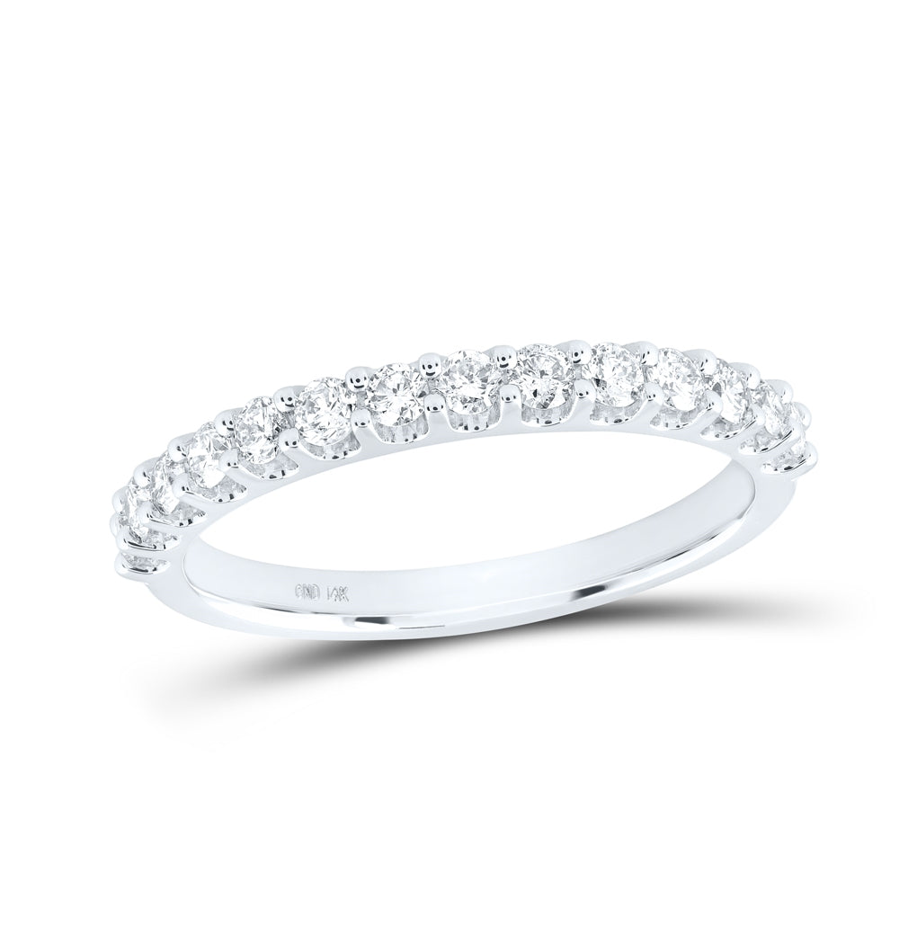 14K White Gold Womens Round Dia. Wedding Single Row Band 0.17 ctw, Women's Size: 5-10