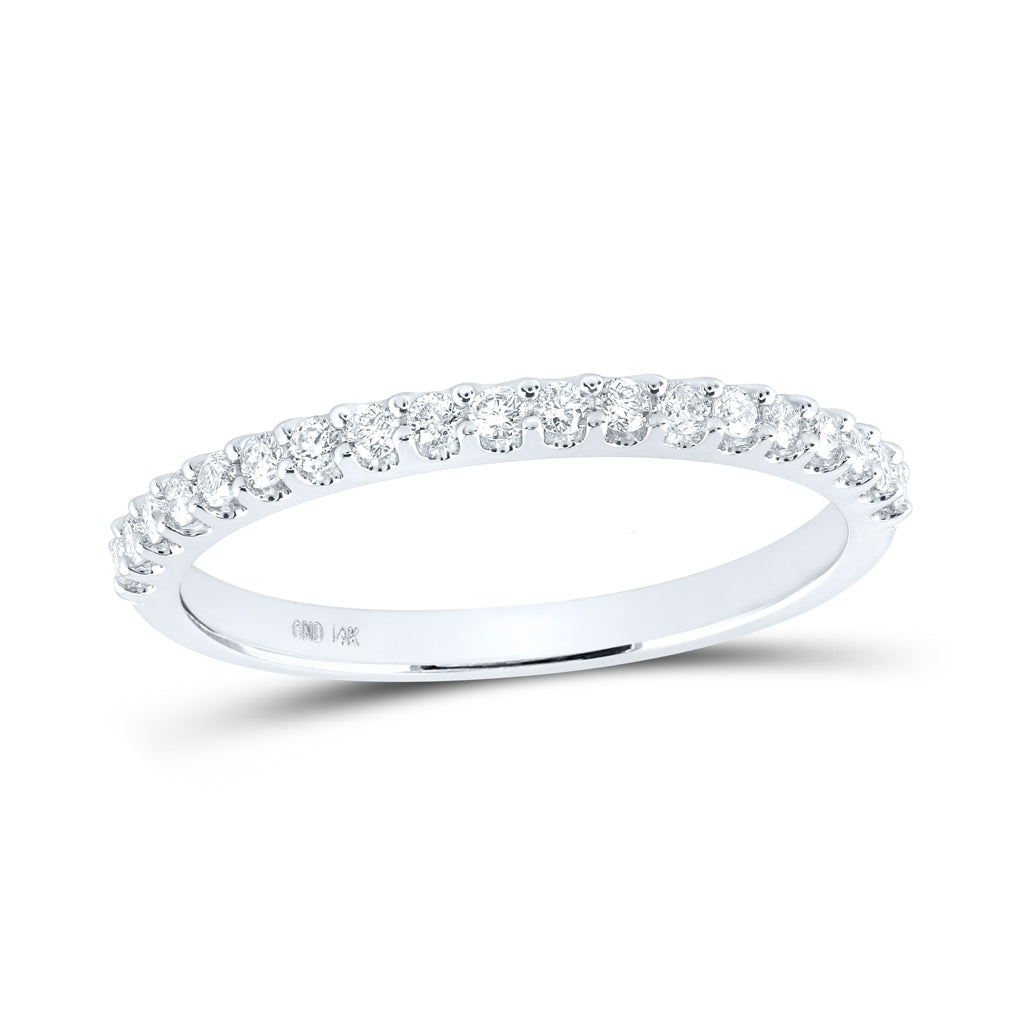 14K White Gold Womens Round Diamond Wedding Single Row Band 1/4ctw, Women's Size: 5-10