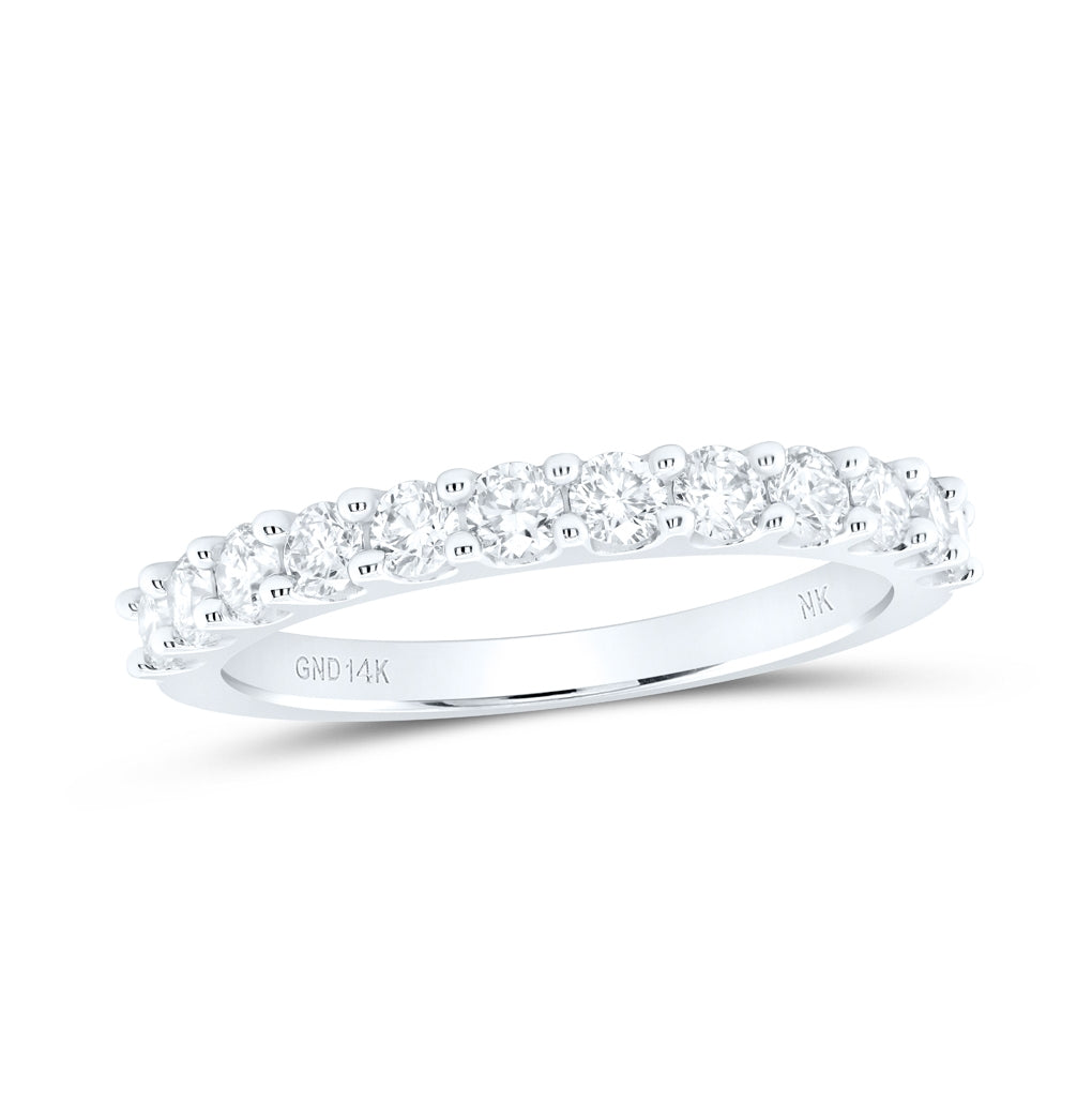 14K White Gold Womens Round Diamond Wedding Single Row Band 3/4 Cttw, Womens Size: 5-10
