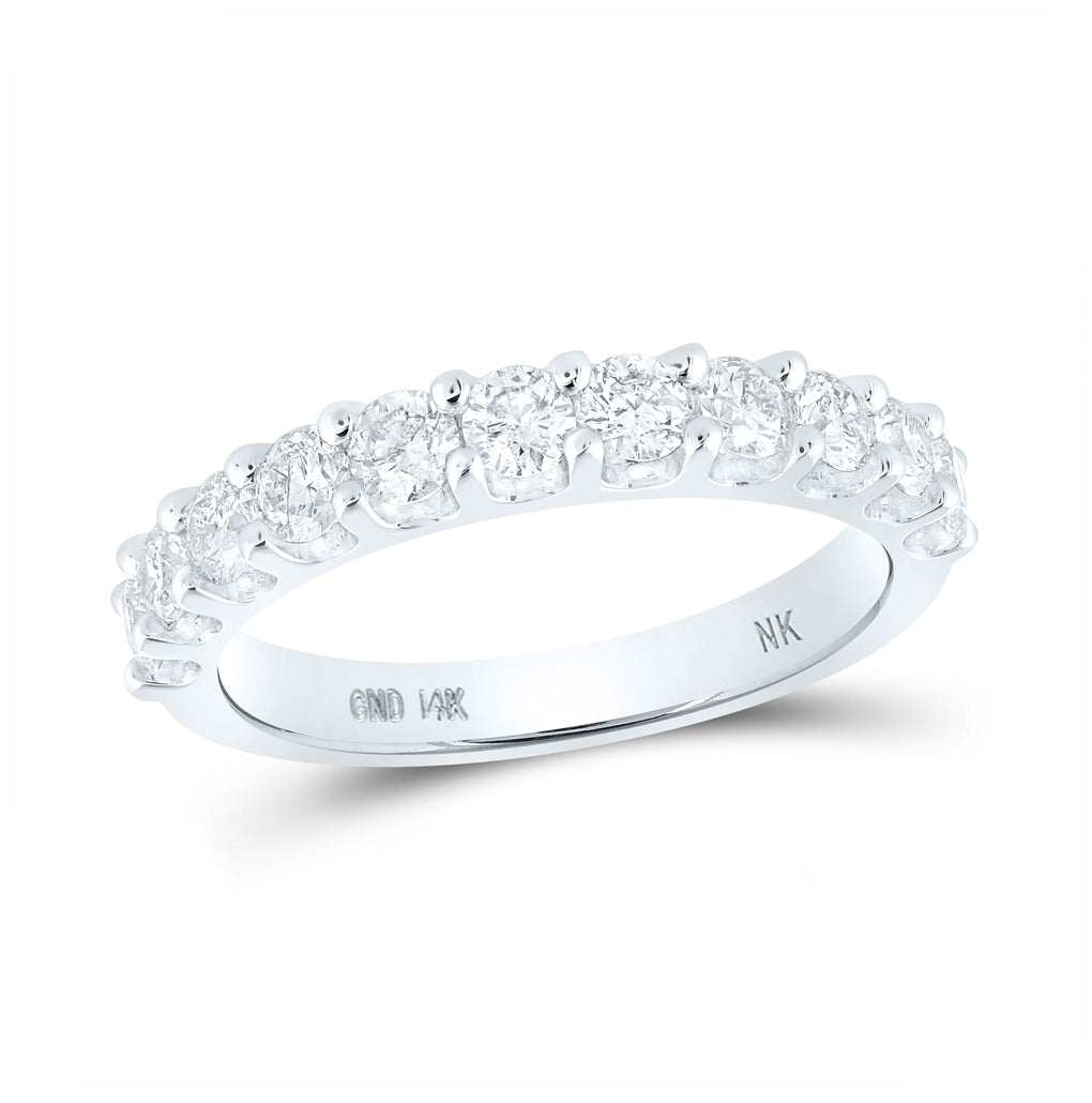 14K White Gold Womens Round Diamond Wedding Band 1 Cttw, Womens Size: 5-10