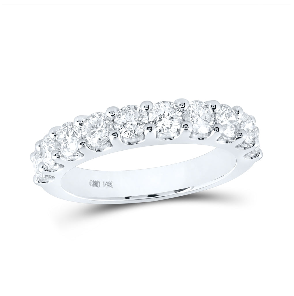 14K White Gold Womens Round Diamond Wedding Band 1-1/2 Cttw, Womens Size: 5-10