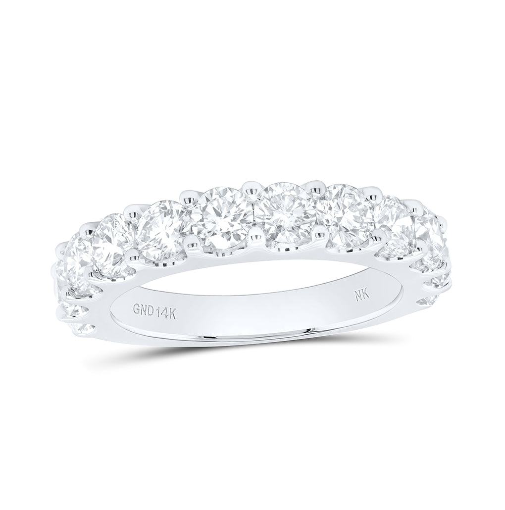 14K White Gold Womens Round Diamond Wedding Single Row Band 2 Cttw, Womens Size: 5-10