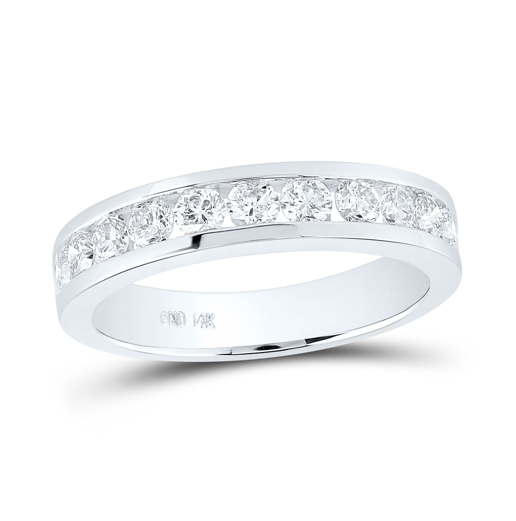 14K White Gold Womens Round Diamond Wedding Single Row Band 3/4ctw, Women's Size: 5-10
