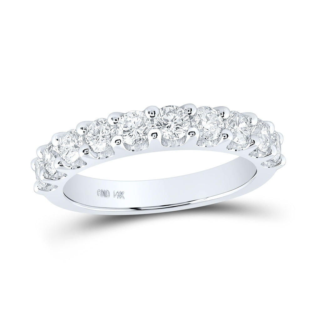 14K White Gold Womens Round Diamond Wedding Band 1-1/4 Cttw, Womens Size: 5-10
