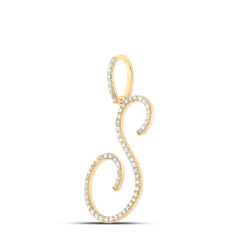 10K White Or Yellow Gold Womens Round Diamond S Initial Letter Pendant