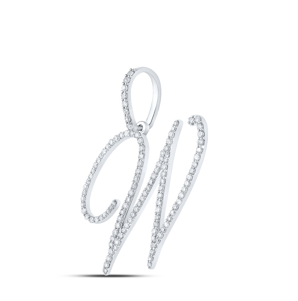 10K Yellow Or White Or Rose Gold Womens Round Diamond W Initial Letter Pendant