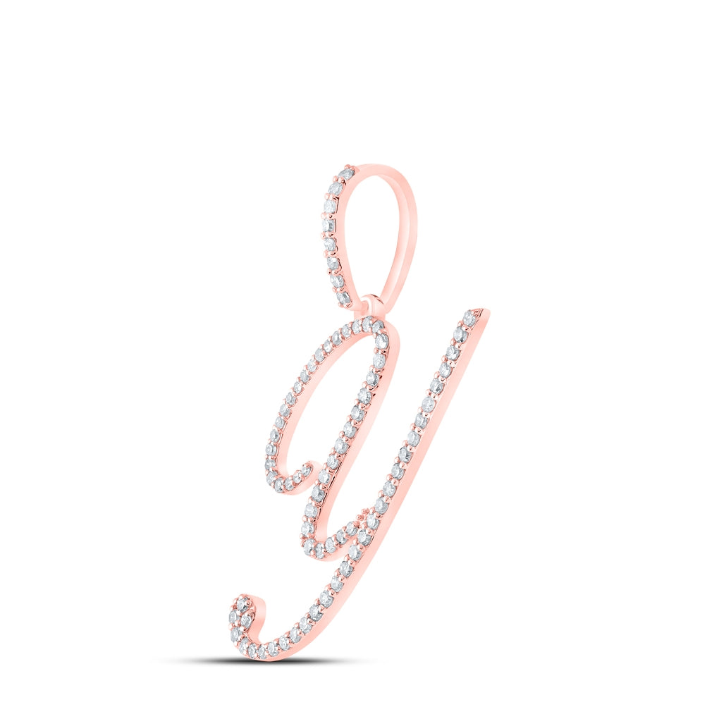 10K White Or Yellow Gold Womens Round Diamond Y Initial Letter Pendant