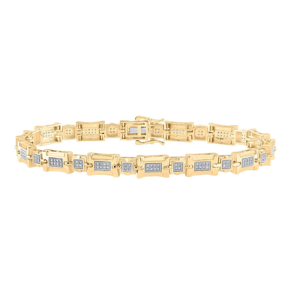 10K White Or Yellow Gold Mens Round Diamond Link Bracelet