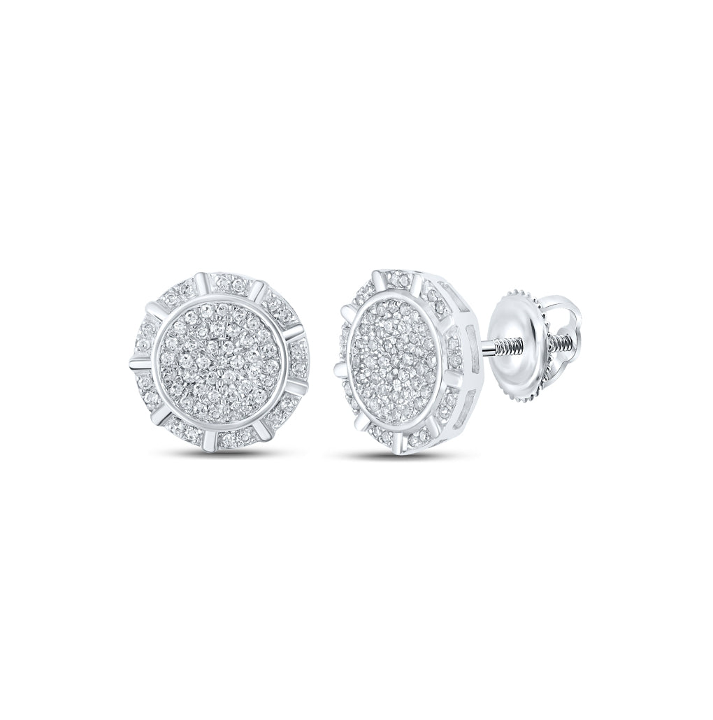 10K White Or Yellow Gold Womens Round Diamond Circle Earrings