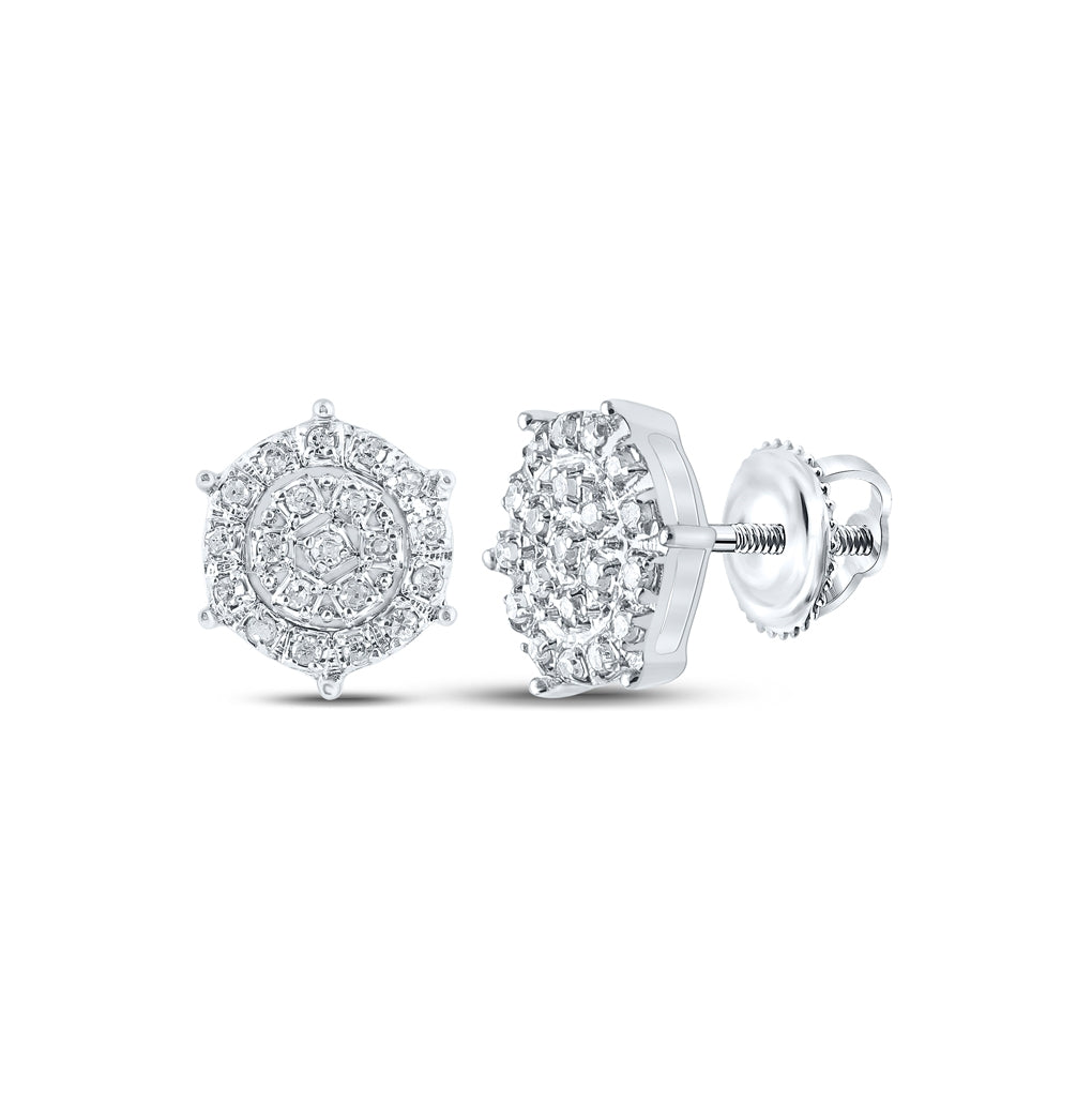 10K Yellow Or White Or Rose Gold Womens Round Diamond Cluster Earrings
