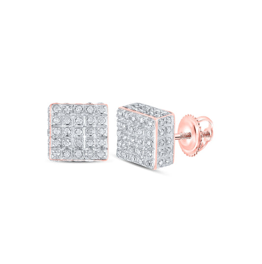 10kt Rose Gold 3/8ctw Diamond P3 Gift Square Earring
