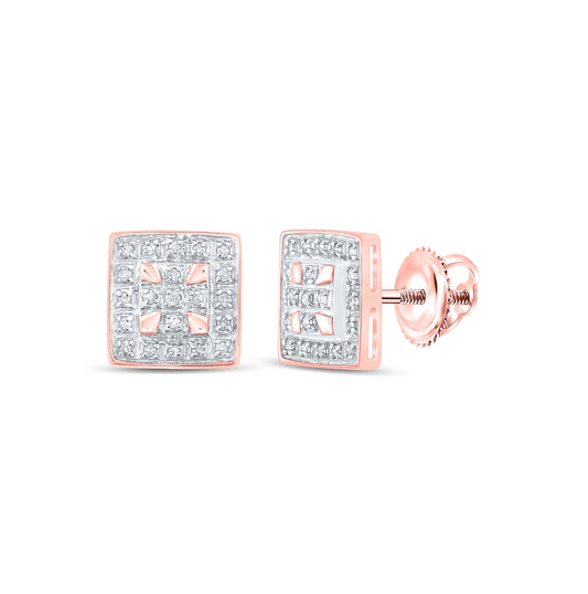 10kt Rose Gold 1/8ctw Diamond P3 Gift Square Earring