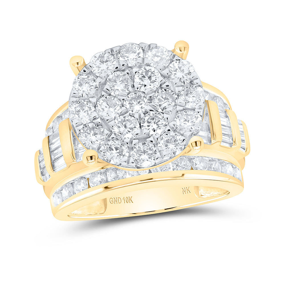 10K Yellow Or White Or Rose Gold Round Diamond Cluster Bridal Wedding Engagement Ring , Womens Size: 5-10