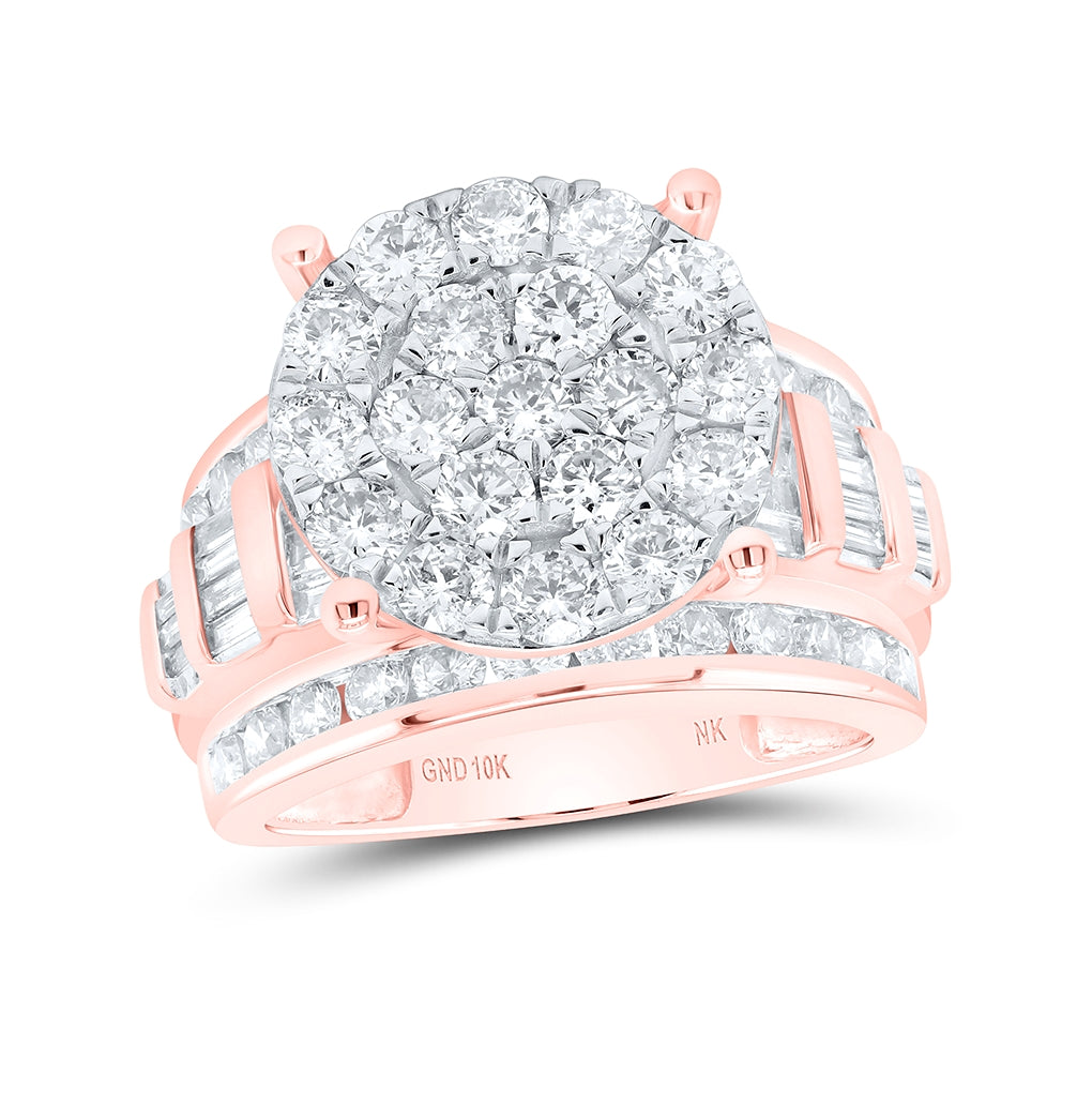 10K Yellow Or White Or Rose Gold Round Diamond Cluster Bridal Wedding Engagement Ring , Womens Size: 5-10