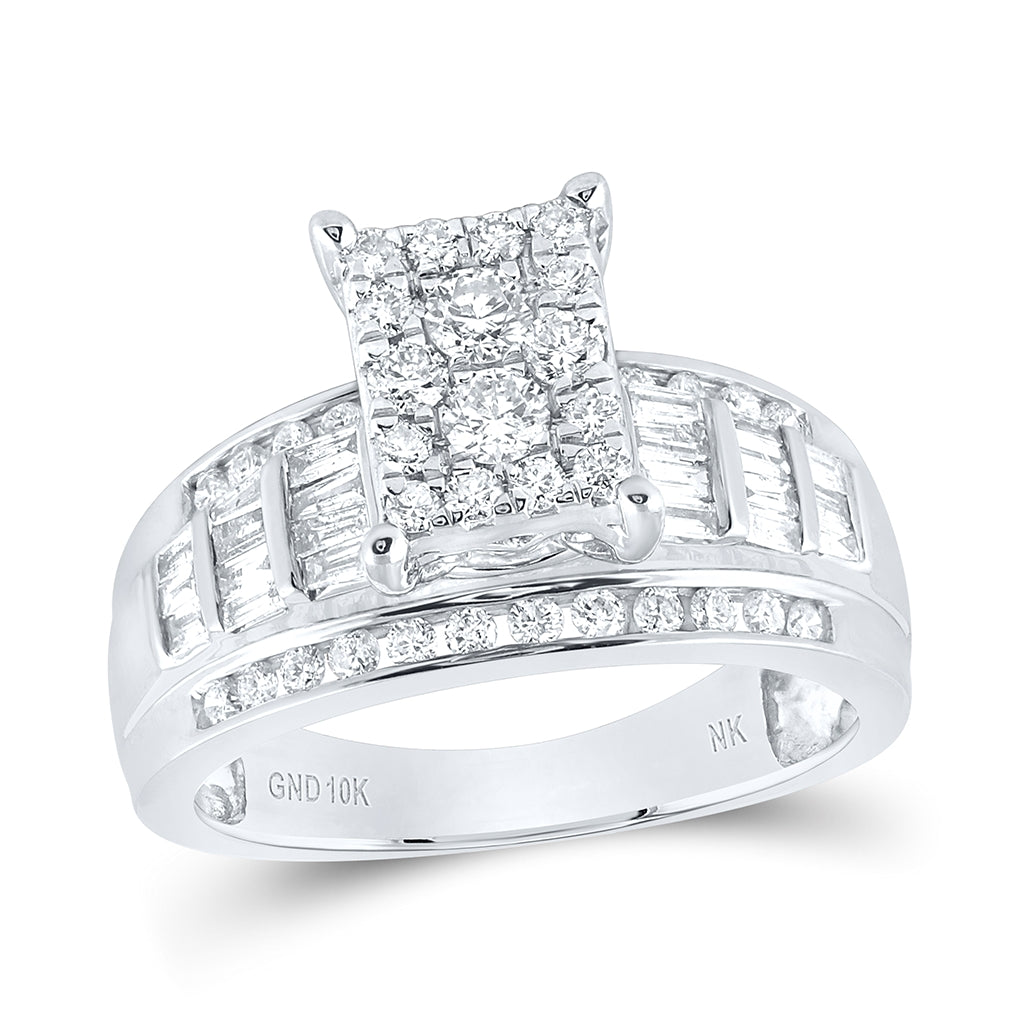 10K Yellow Or White Or Rose Gold Round Diamond Cluster Bridal Wedding Engagement Ring , Womens Size: 5-10