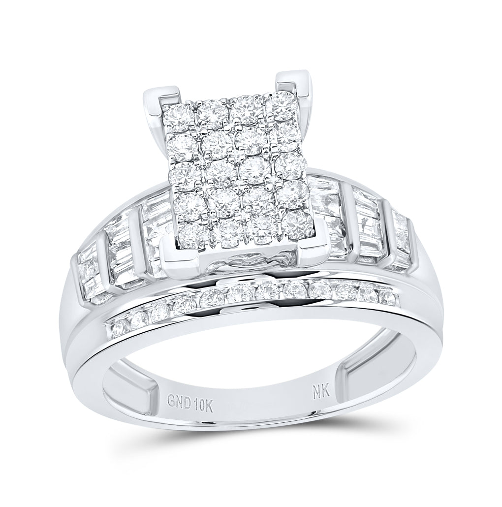 10K Yellow Or White Or Rose Gold Round Diamond Cluster Bridal Wedding Engagement Ring 1 Cttw, Womens Size: 5-10