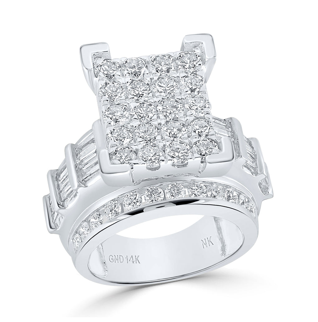 14K White Or Yellow Gold Round Diamond Cluster Bridal Wedding Engagement Ring , Womens Size: 5-10