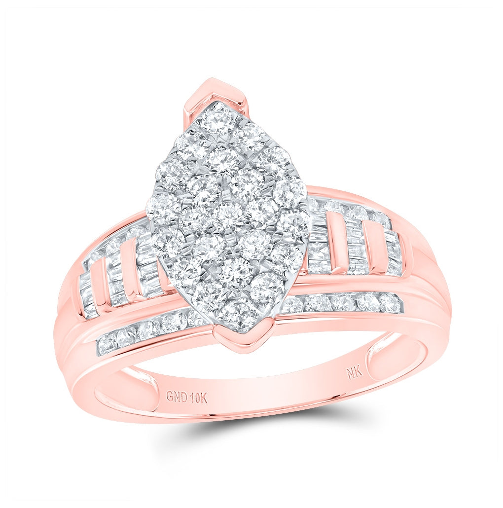10K Yellow Or White Or Rose Gold Round Diamond Oval Bridal Wedding Engagement Ring , Womens Size: 5-10