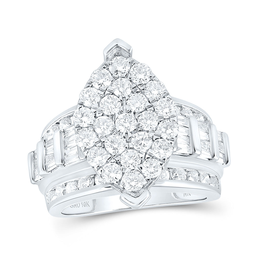 10K Yellow Or White Or Rose Gold Round Diamond Cluster Bridal Wedding Engagement Ring , Womens Size: 5-10