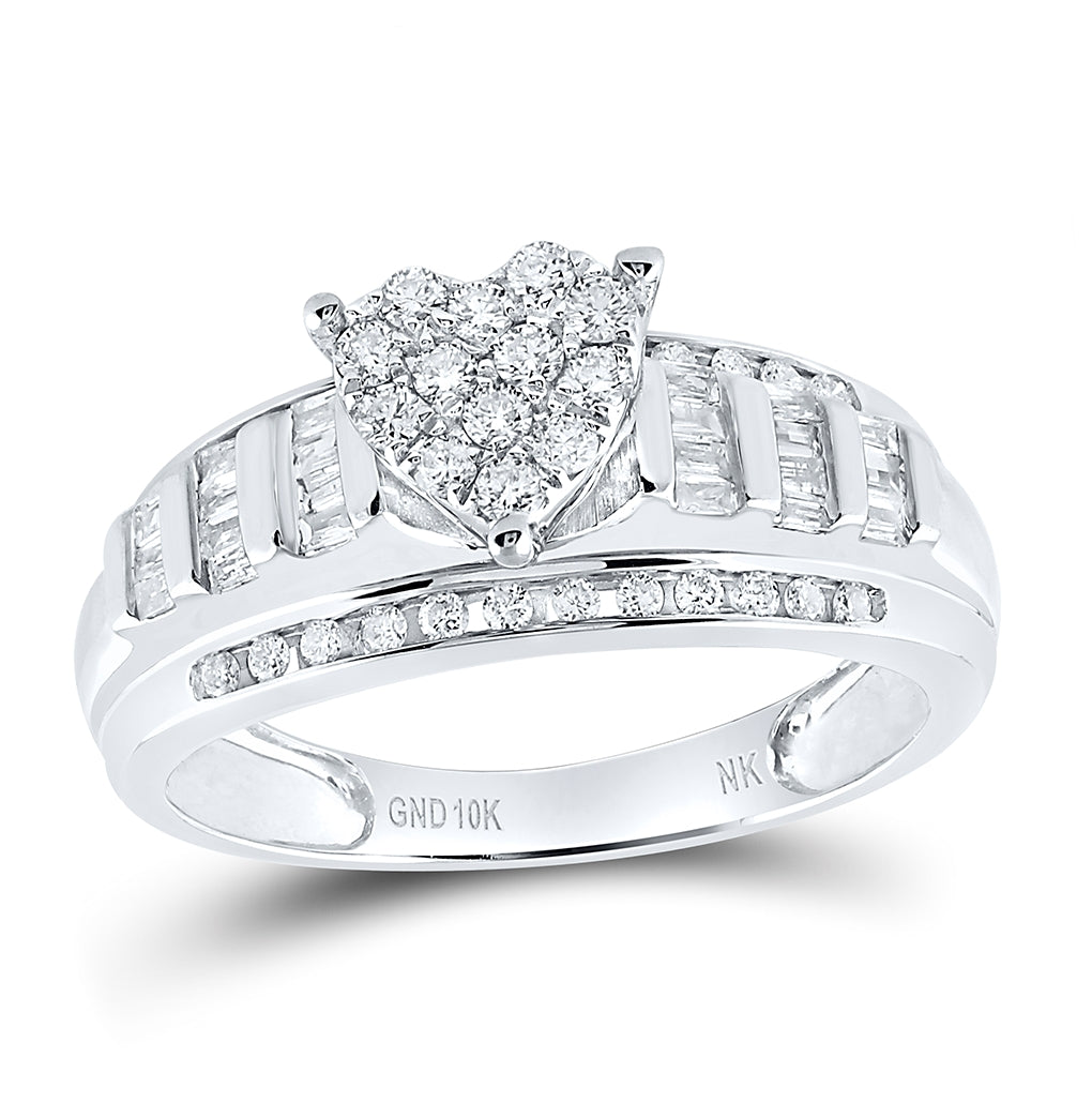 10K Yellow Or White Or Rose Gold Round Diamond Heart Bridal Wedding Engagement Ring , Womens Size: 5-10