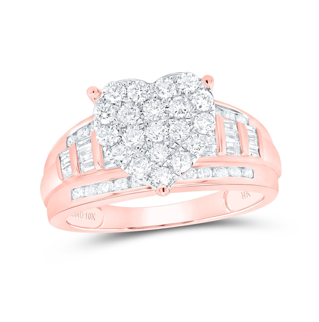 10K Yellow Or White Or Rose Gold Round Diamond Heart Bridal Wedding Engagement Ring , Womens Size: 5-10