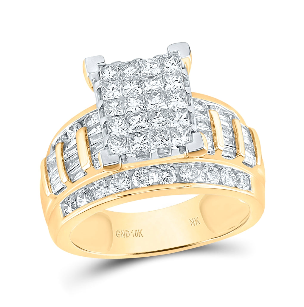 10K Yellow Or White Or Rose Gold Princess Diamond Square Bridal Wedding Engagement Ring 2 Cttw, Womens Size: 5-10