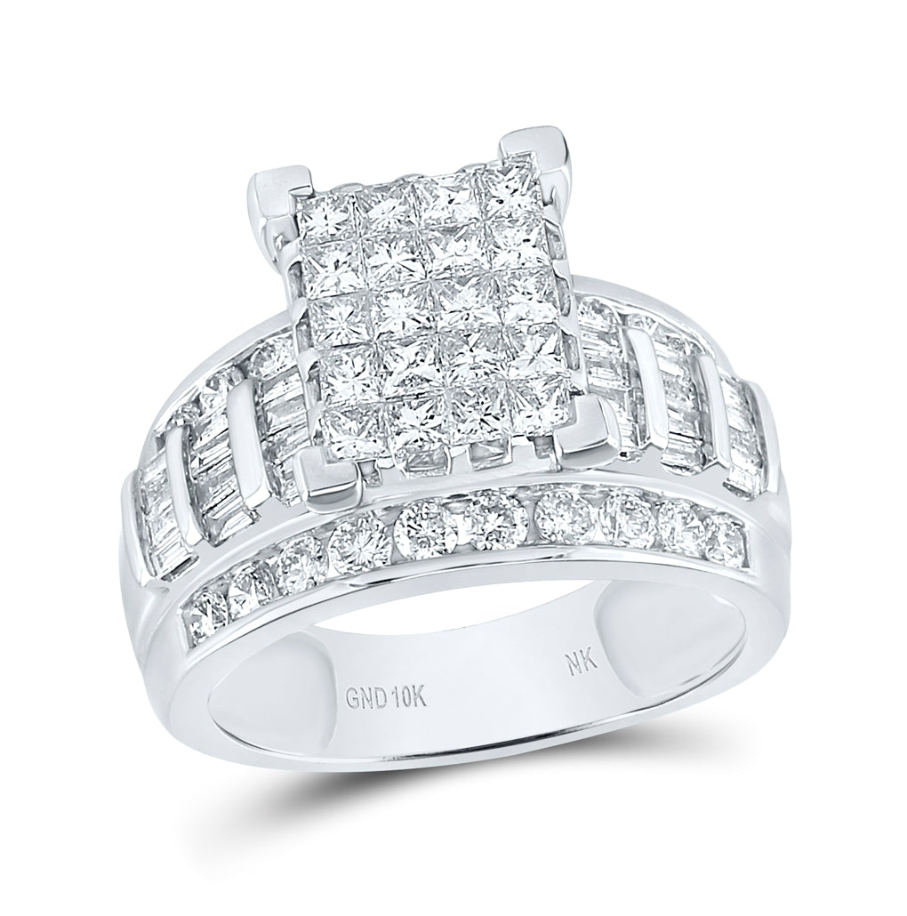 10K Yellow Or White Or Rose Gold Princess Diamond Square Bridal Wedding Engagement Ring 2 Cttw, Womens Size: 5-10