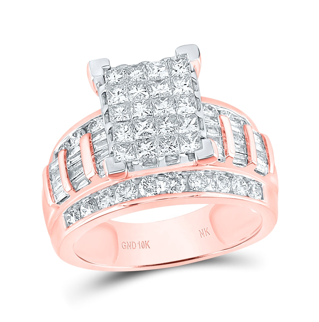 10K Yellow Or White Or Rose Gold Princess Diamond Square Bridal Wedding Engagement Ring 2 Cttw, Womens Size: 5-10