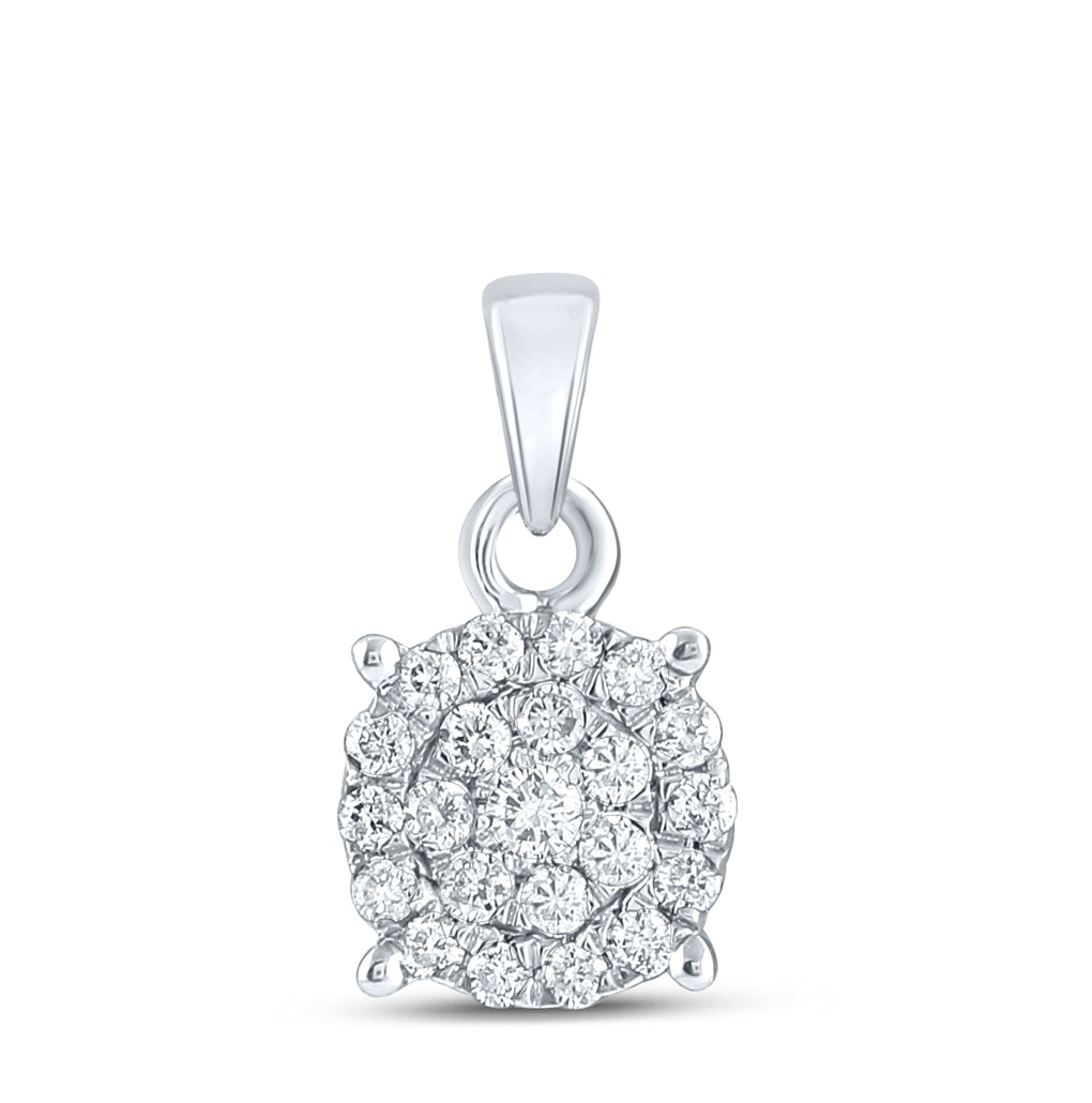 10K Yellow Or White Or Rose Gold Womens Round Diamond Cluster Pendant
