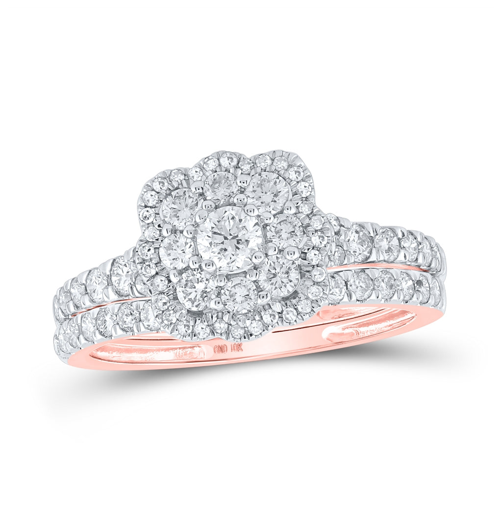 10K Yellow Or White Or Rose Gold Round Diamond Bridal Wedding Ring Band Set , Womens Size: 5-10