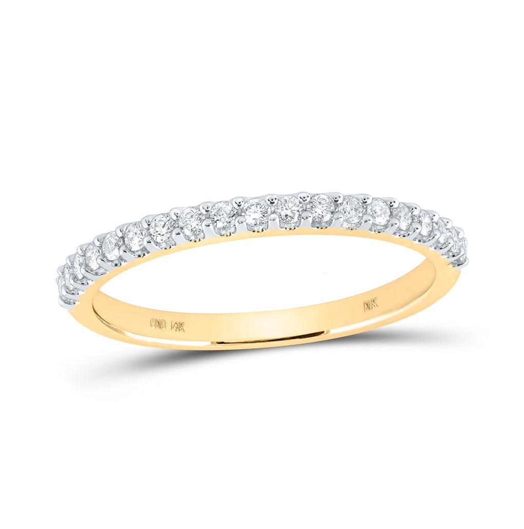14K Yellow Or Rose Gold Womens Round Diamond Wedding Single Row Band 1/4 Cttw, Womens Size: 5-10