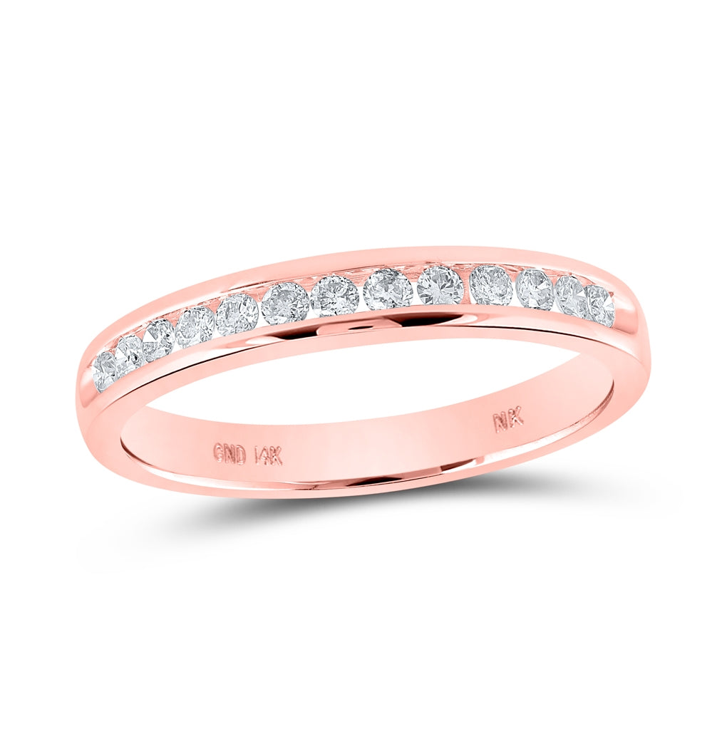 14K Rose Or Yellow Gold Womens Round Diamond Wedding Single Row Band , Womens Size: 5-10