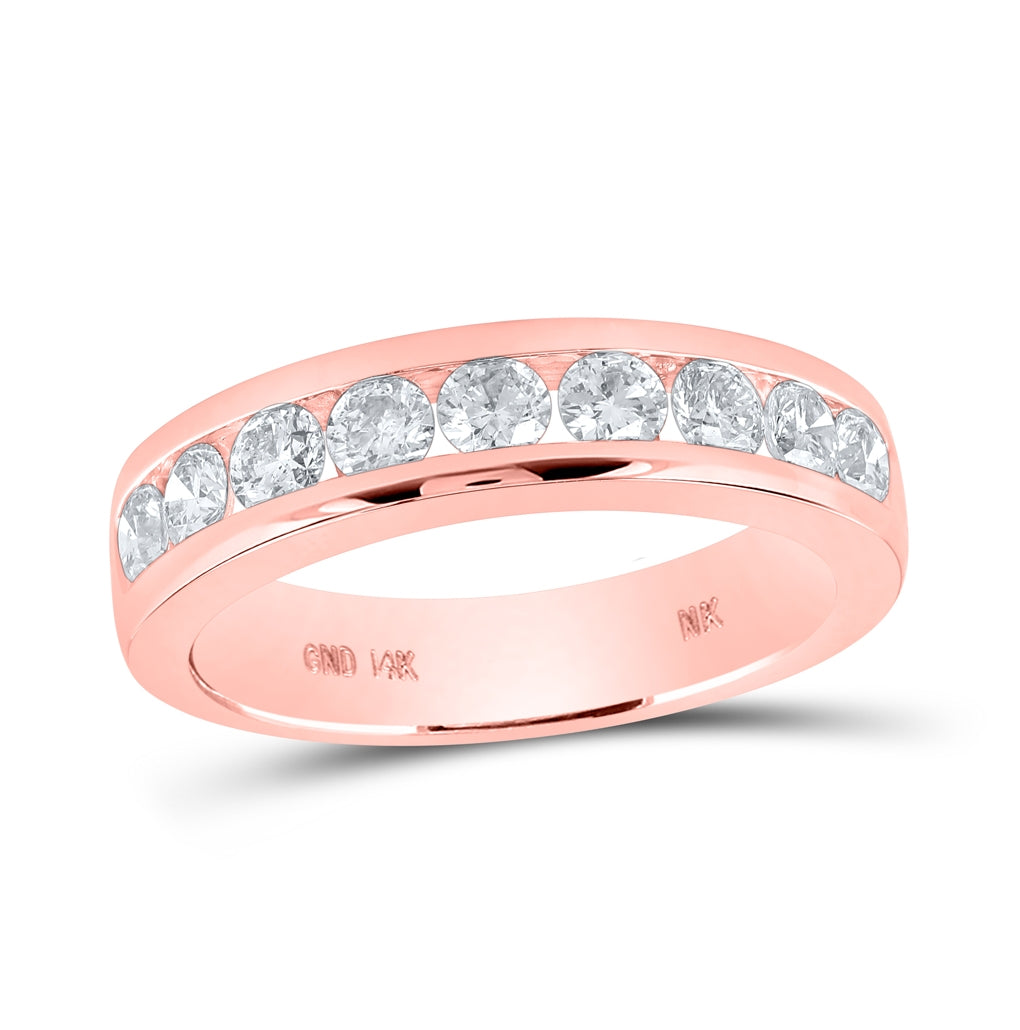14K Rose Gold Womens Round Diamond Band Ring 7/8 Cttw, Womens Size: 5-10