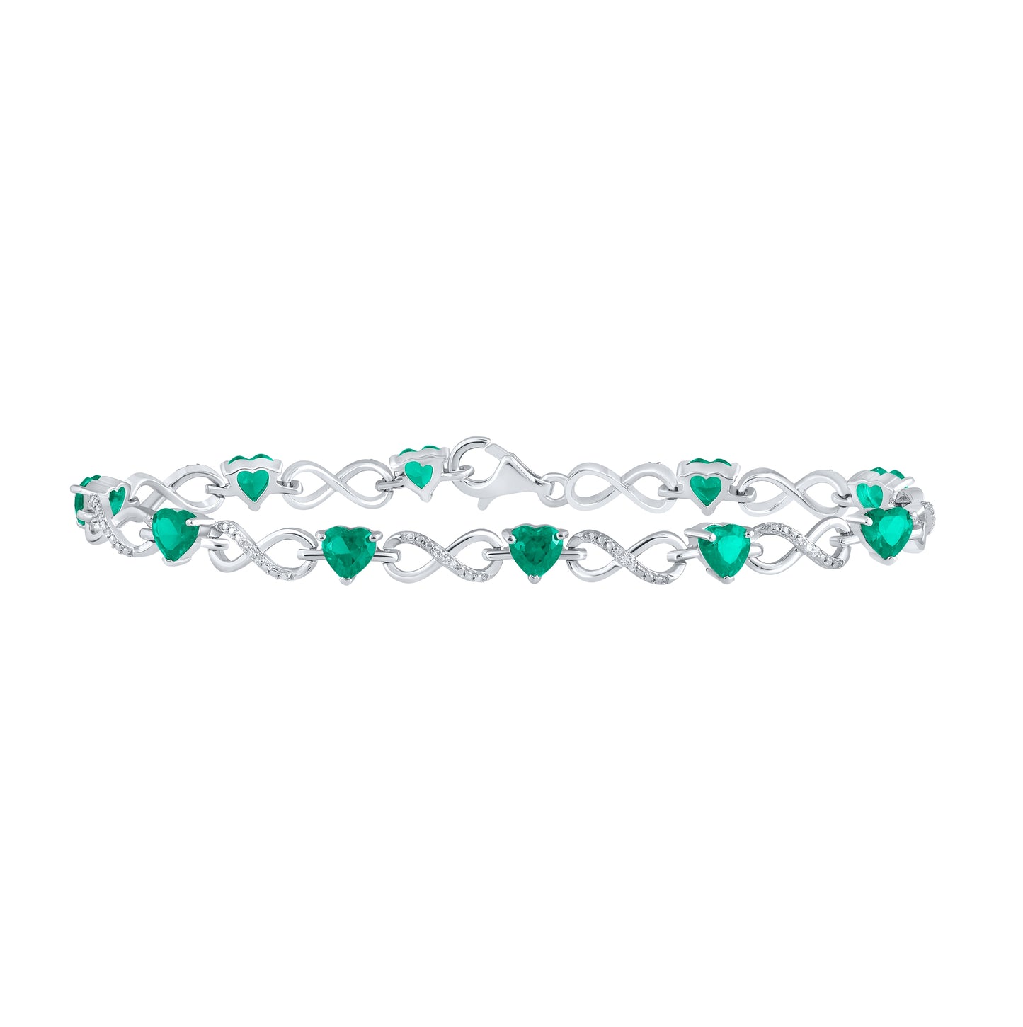 Sterling Silver Womens Heart Synthetic Infinity Bracelet