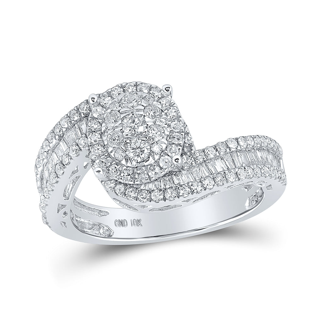 10K Yellow Or White Or Rose Gold Round Diamond Cluster Bridal Wedding Engagement Ring 1 Cttw, Womens Size: 5-10